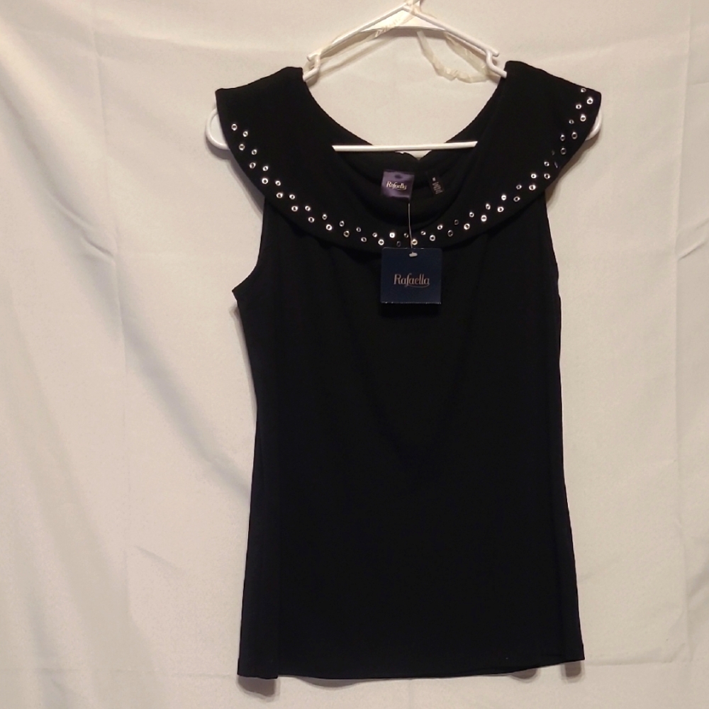 NWT Rafaella Black Sleeveless Top 100% Cotton, Size M